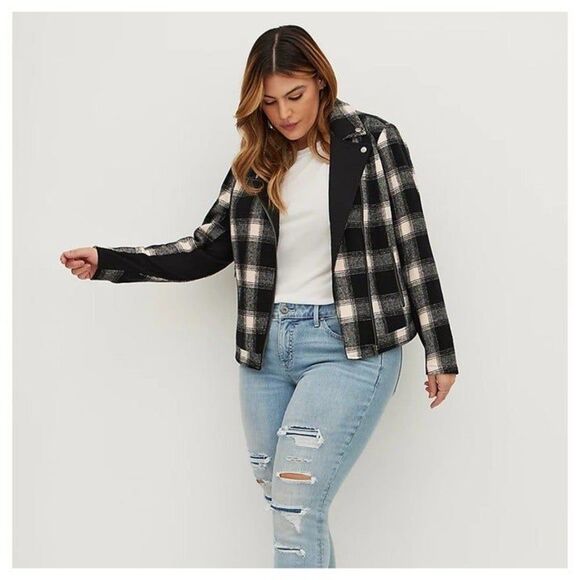 Torrid Flannel Moto Jacket - Picture 1 of 6